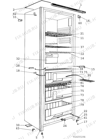 Взрыв-схема холодильника Husqvarna Electrolux QT103R - Схема узла C10 Cabinet/Interior